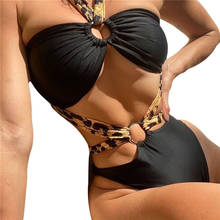 Bikini Sexy con estampado de leopardo para mujer, ropa de baño sin mangas con cuello Halter, bragas, traje de baño clásico, conjunto de Bikini de dos piezas con cordones 2024 - compra barato