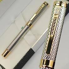 Crocodile 218 Fully Metal High Grade Fountain Pen, Beautiful Ripples Pettern Silver & Golden Color Gift Pen For Office & Home 2024 - buy cheap