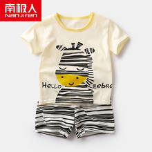 NANJIREN/летние детские пижамные комплекты, шорты комплект с футболкой для сна, одежда для маленьких мальчиков пижамные комплекты «hello Zebra» хлопковые детские пижамы 2024 - купить недорого