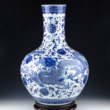 Jingdezhen vaso de dragão de cerâmica, decoração de chão de sala de estar, decoração estética de casa chinesa 2024 - compre barato