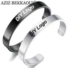 AZIZ BEKKAOUI Stainless Steel Simple Bracelets For Women Customizable DIY Engraving Casual DIY Letter Open Bangle friend Jewelry 2024 - buy cheap