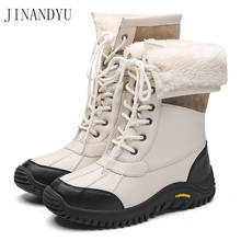 Botas femininas casuais de pele, sapatos de neve mais quentes de inverno com cadarço, plataforma, tênis feminino, tamanhos 42 2024 - compre barato
