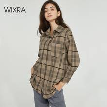 Wixra-Blusa de manga larga con bolsillos para otoño y primavera, camisa holgada informal con cuello vuelto para mujer, elegante, 2019 2024 - compra barato