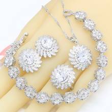 White Zircon Silver Color Jewelry Sets For Women Wedding Gift  Bracelet Stud Earrings Rings Necklace Pendant 2024 - buy cheap