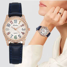 Relojes De lujo con diamantes para Mujer, pulsera elegante De cuarzo con números simples, De cuero, 2021 2024 - compra barato