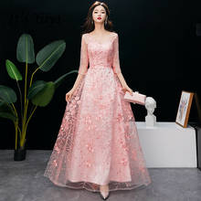 It's Yiiya Evening Dress O-neck Embroidery Evening Dresses Pink Plus Size LF176 Formal Gowns Long Half Sleeve robe de soiree 2024 - buy cheap