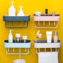 Bathroom storage Plastic Bathroom Kitchen Storage Rack Organizer Shower Shelf bathroom storage suction shelf with 4hooks 2024 - buy cheap