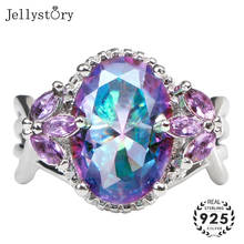Модное кольцо Jellystory с овальным топазом, драгоценный камень, Стерлинговое Серебро 925 пробы, ювелирные изделия для женщин, подарок на свадьбу вечерние ринку, оптовая продажа 2024 - купить недорого
