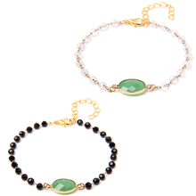 Natural Faceted White Crystal Black Agat Beads Bracelets Women Gold Chain Adjustable Bangle Green Aventurine Stone Pulsera Femme 2024 - buy cheap