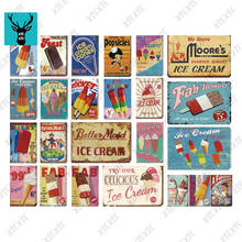 Ice Lolly Signs Plaque Metal Vintage Ice Cream Retro Metal Tin Sign Wall Decor For Ice Cream Shop Iron Painting Decorative Plate 2024 - buy cheap