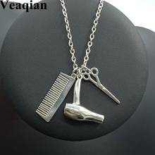 1pc silver jewelry necklace tool hair dryer / scissors / comb / pendant necklace barber shop hairdresser gift necklace 2024 - buy cheap
