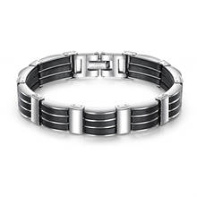 Moda silicone masculino pulseira simples corrente de aço inoxidável pulseiras pulseira simples charme masculino jóias 2024 - compre barato