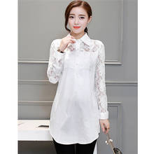 New Spring Autumn Women Midi Long White Blouse Tops Floral Hollow Out Lace Blouses Female Long Sleeve Shirts Plus Size 5XL A1837 2024 - buy cheap