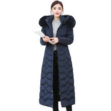Talla grande de alta calidad chaqueta de invierno con capucha cuello de piel de zorro real parka larga femenina gruesa blanca abrigo de plumón de pato 2962 2024 - compra barato