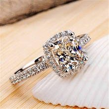 Роскошное женское кольцо с белым кристаллом и камнем, очаровательные обручальные кольца серебряного цвета для женщин, милые свадебные кольца невесты с квадратным цирконием, обручальное кольцо 2024 - купить недорого
