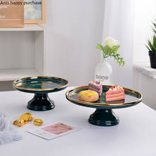 Porta bolo de cerâmica verde de nomm m, louça decorativa com pé alto para bolo, sobremesa e chá, utensílios de mesa 2024 - compre barato