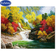 5d Diy diamond painting,autumn scenery river,full square diamond embroidery Rhinestone painting cross-stitch mosaic waterfall, 2024 - buy cheap