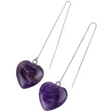 TUMBEELLUWA Heart Crystal Threader Drop Earrings Elegant Long Tassel Stone Dangle Earrings Love Carved Ear Line Women Jewelry 2024 - buy cheap