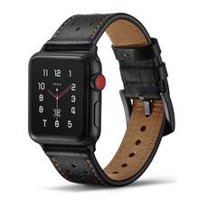 Ремешок кожаный для Apple Watch, браслет из воловьей кожи с первым слоем для iWatch band 42 мм 38 мм 44 мм 40 мм, apple watch 3 4 5 se 6 2024 - купить недорого