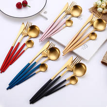 Dinnerware Cutlery Gold Dinnerware Set Fork Gold Spoon Steel Cutlery Gold Steel Forks Knives Spoons Set Cutlery Tableware 2024 - buy cheap