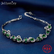 Jellystory-pulsera exquisita de Plata de Ley 925 con gema de Esmeralda para mujer, joyería encantadora, regalos de cumpleaños y boda 2024 - compra barato