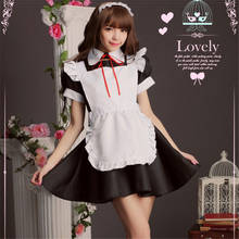 Disfraz de Lolita para mujer, uniforme de mozo de restaurante con tocado, vestido de niña clásico de mucama, para Halloween 2024 - compra barato