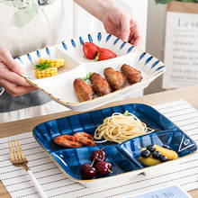 Japanese Household Ceramic Grid Plate Dish Creative Three Grid Plate One Person Breakfast Plate Plate Tableware Set 2024 - buy cheap