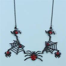 Punk gótico halloween jóias preto aranha colar de cristal vermelho aranha web festival jóias para mulheres camisola colar 2024 - compre barato