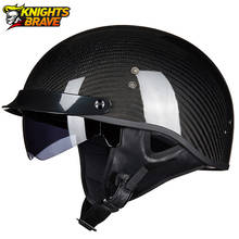 Gxt capacete da motocicleta retro fibra de carbono casco moto scooter do vintage meio rosto capacete moto viseira dot certificação 2024 - compre barato