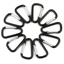 10pcs Black Aluminum Alloy D Carabiner Spring Snap Clip Hooks Keychain Climbing With a spring loaded gate Carabiner Hooks 2024 - buy cheap