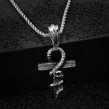 HaoYi Vintage Snake Shape Egypt Cruz Pendant Necklace Gothic 316L Stainless Steel Punk Men's Jewelry 2024 - buy cheap