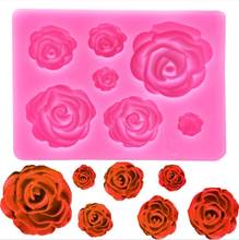 Moldes de silicona con flor rosa para decoración de pasteles, herramientas de Fondant para cupcakes de boda, arcilla de caramelo, Chocolate, pasta de goma 2024 - compra barato