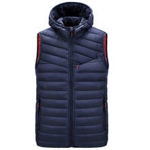Colete sem mangas masculino, jaqueta quente casual de outono e inverno com capuz plus size 2024 - compre barato