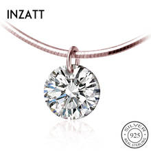 INZATT Real 925 Sterling Silver Zircon Round Choker Necklace For Fashion Women Birthday Party Fine Jewelry Cute Accessories 2024 - buy cheap