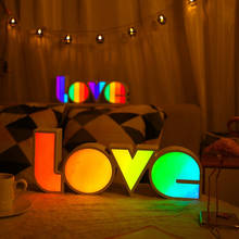 Luces del alfabeto de amor, lámpara LED colorida de letras, decoración de noche para fiesta, dormitorio, boda, cumpleaños, regalo de decoración de Navidad 2024 - compra barato