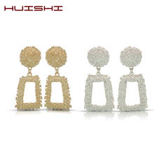 HUISHI Earrings Metal Women Earrings New Elegant Big Vintage Drop Earrings Gold Silver Color Geometric Statement Drop Earring 2024 - buy cheap