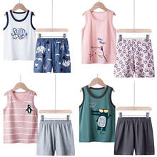 Summer Toddler Boys Clothes Kids Pajamas Cotton Sleeveless Vest Sets Cartoon Anmials Pyjamas For Girls Children Boy Sleepwear 2024 - buy cheap