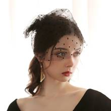 White Black Dot Vintage Wedding Bridal Hair Accessories Bowknot Tulle Birdcage Veil Headpiece Head Veil Mini Wedding Bride Hat 2024 - buy cheap