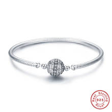 Pulsera de cuentas de cadena de serpiente con hebilla redonda para mujer, de Plata de Ley 925 100% Original con incrustaciones de circonita, joyería alta, a la moda 2024 - compra barato