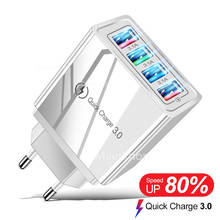 Carregador de carga rápida 4 portas usb, carregador 3.0, telefone celular, iphone 12, samsung, xiaomi, huawei, adaptador de parede 2024 - compre barato