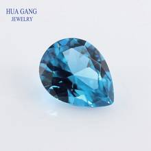 Piedra en forma de pera para fabricación de joyas, espinela sintética de corte brillante, azul, 2x3 ~ 12x16mm, n. ° 120, envío gratis 2024 - compra barato
