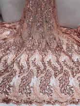 Африканский тюль лучшего качества вышивка кружево ткань Африканская сетчатая кружевная ткань с бусинами для свадебного платья 2024 - купить недорого