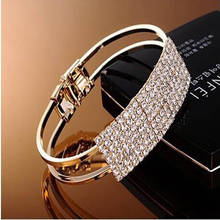 Yada pulseiras e braceletes femininos de liga de zircônia cúbica, dourada 2020, joias de cristal bt200206 2024 - compre barato