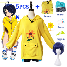 Anime maravilha ovo prioridade ohto ai cosplay traje peruca amarelo com capuz camisola hoodie shorts hairpin meias pulôver role play 2024 - compre barato