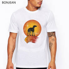 greyhound  Sun mountain animal print t-shirt men new design funny t shirts camisetas hombre summer tops tshirt streetwear 2024 - buy cheap