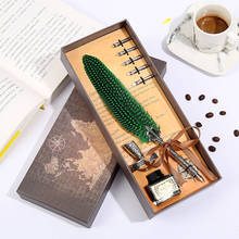 European Feather pen Student Writing Pen Stationery Gift Box Wedding Birthday Gift Quality Pen Tip Vintage Texture Pen Body 2024 - buy cheap