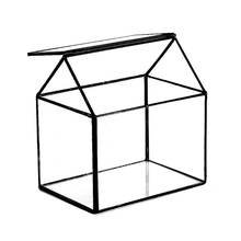 Caixa de terrário de vidro artesanal, em forma de casa, top de mesa de vidro, plantador de exibição diy, peitoril de janela, pote de flores, caixa de armazenamento 2024 - compre barato