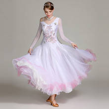 Белое высококачественное новое платье для бальных танцев для соревнований, стандартные платья, современный танцевальный костюм, женское бальное платье для вальса 2024 - купить недорого