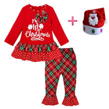 2019New Baby Girls Christmas Clothing Girl's Autumn Spring 3Pcs Set Christmas hat + printingT-shirt+Pants Kids Cotton X'mas Suit 2024 - buy cheap