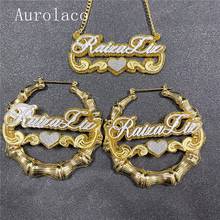 AurolaCo Fashion Trend Custom Name Earrings Hip-hop Personality Bamboo Style Round Acrylic Earrings Custom Birthday Gift 2024 - buy cheap